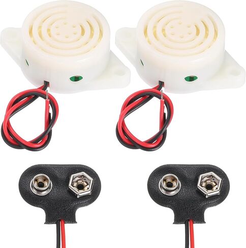 uxcell 5 قطع DC3-24V 100dB 3100 هرتز إلكتروني بيزو صفير منبه أسلم صوت صفير مستمر نشط مع موصل بطارية من النوع 9 فولت للدراجات النارية والجولف والسيارات وأجهزة إنذار للسيارة، أسود in Kuwait