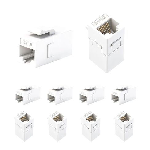 CAT6 RJ45 Keystone Inline Coupler 2 Pack, Cat6 RJ45 Keystone Jack Female to Female Ethernet Gold Plated Coupler Extender Connector for Wall Plates & Patch Panels-White in Saudi Arabia