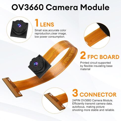 2 PCS OV3660 Camera,Aideepen OV3660 Camera Module 68° Lens 3 Megapixel Sensor I2C Support JPEG RGB YUV for ESP32 MCU Camera ESP32,STM32,Single Board Computer in Saudi Arabia
