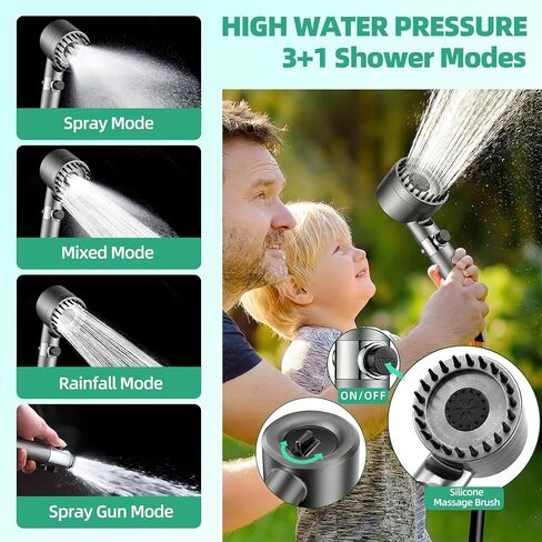Portable Shower for Camping, Filtered Camping Shower, IPX8 Waterproof，6000mAh Rechargeable Outdoor Camp Shower Pump with LED Display, 4 Spray Modes for Hiking, Travel, Pet in Saudi Arabia