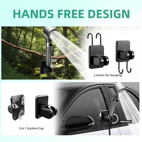 Portable Shower for Camping, Filtered Camping Shower, IPX8 Waterproof，6000mAh Rechargeable Outdoor Camp Shower Pump with LED Display, 4 Spray Modes for Hiking, Travel, Pet in Saudi Arabia