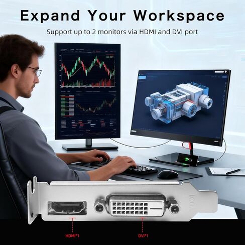GT 1030 Low Profile Graphics Card 4GB DDR4 64-bit, HDMI & DVI-D, PCIe 3.0 x4, Small Form Factor (SFF) PC Build Multi-Monitor Office Work (No Gaming) in Saudi Arabia