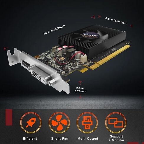 GT 1030 Low Profile Graphics Card 4GB DDR4 64-bit, HDMI & DVI-D, PCIe 3.0 x4, Small Form Factor (SFF) PC Build Multi-Monitor Office Work (No Gaming) in Saudi Arabia