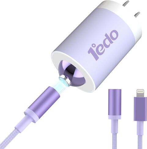 Magnetic for iPhone Charger, 1°edo GaN 30W Fast USB C Charger Block, PD 3.0 QC 4.0 Foldable with 6FT Cable Magnetic Fast Charger for iPhone 17/16 and More Series, Samsung Galaxy, iPad (White) in Saudi Arabia