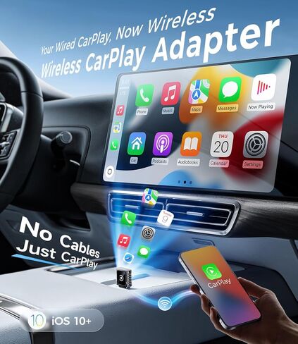 محول JDG Wireless CarPlay، يحول CarPlay السلكي إلى لاسلكي، للسيارات المزودة بسلك Apple Carplay مدمج، محول تشغيل السيارة بتصميم USB صغير للغاية لهاتف iPhone، (أسود) in Saudi Arabia