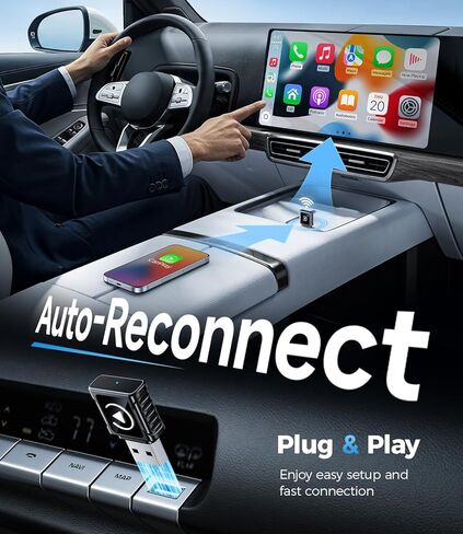محول JDG Wireless CarPlay، يحول CarPlay السلكي إلى لاسلكي، للسيارات المزودة بسلك Apple Carplay مدمج، محول تشغيل السيارة بتصميم USB صغير للغاية لهاتف iPhone، (أسود) in Saudi Arabia