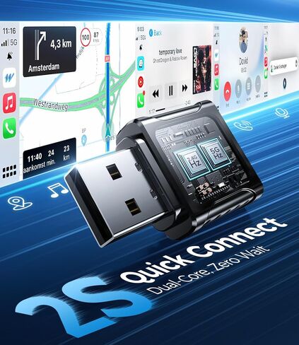 محول JDG Wireless CarPlay، يحول CarPlay السلكي إلى لاسلكي، للسيارات المزودة بسلك Apple Carplay مدمج، محول تشغيل السيارة بتصميم USB صغير للغاية لهاتف iPhone، (أسود) in Saudi Arabia