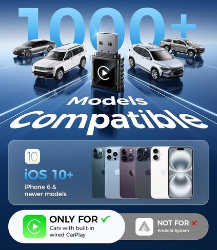 محول JDG Wireless CarPlay، يحول CarPlay السلكي إلى لاسلكي، للسيارات المزودة بسلك Apple Carplay مدمج، محول تشغيل السيارة بتصميم USB صغير للغاية لهاتف iPhone، (أسود) in Saudi Arabia