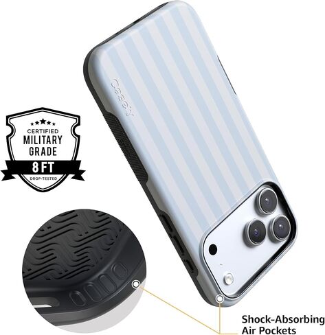 Casely iPhone 17 Pro Case | Blue Stripes | Sunday Best | Bold Protective Design | Compatible with MagSafe in Saudi Arabia