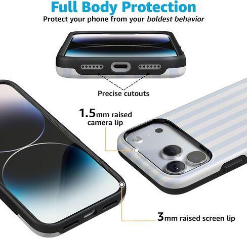 Casely iPhone 17 Pro Case | Blue Stripes | Sunday Best | Bold Protective Design | Compatible with MagSafe in Saudi Arabia