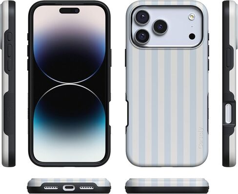 Casely iPhone 17 Pro Case | Blue Stripes | Sunday Best | Bold Protective Design | Compatible with MagSafe in Saudi Arabia