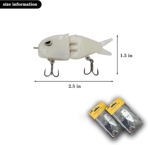 2-Pack Mini Glide Bait with 2 Tail Options for Bass Fishing ，Slow Sinking Raptor Lure ，Multi-Jointed Swimbait for Freshwater & Saltwater，Fishing Gear Gift for Family kkmilamila in Saudi Arabia