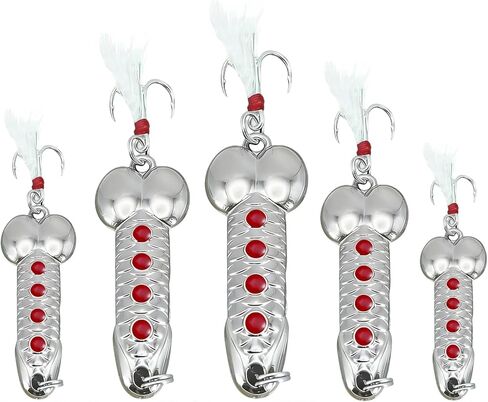 5Pcs Funny Fishing Lures,Top Water Bass Fishing Hooks Gear,Metal Luminous Sequin Spoons,Prank Joke Fish Lure Trout Lures Spinner Baits for Fishing Lovers,Freshwater Saltwater Fishing Gag Gifts for Men in Saudi Arabia