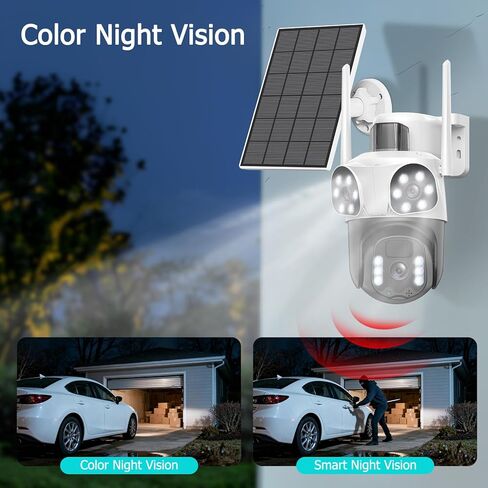كاميرات مراقبة تعمل بالطاقة الشمسية بدقة 4K، لاسلكية في الهواء الطلق مع عدسة ثلاثية، كاميرا PTZ بزاوية 360 درجة لأمن المنزل مع رؤية ليلية ملونة، كشف حركة PIR، سهلة التركيب، صوت ثنائي الاتجاه، صفارة إنذار، 2.4 جيجا واي فاي in Kuwait