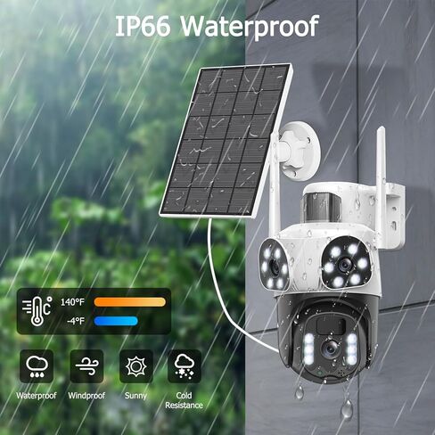 كاميرات مراقبة تعمل بالطاقة الشمسية بدقة 4K، لاسلكية في الهواء الطلق مع عدسة ثلاثية، كاميرا PTZ بزاوية 360 درجة لأمن المنزل مع رؤية ليلية ملونة، كشف حركة PIR، سهلة التركيب، صوت ثنائي الاتجاه، صفارة إنذار، 2.4 جيجا واي فاي in Kuwait