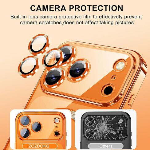 Magnetic for iPhone 17 Pro Max Case with Privacy Screen Protector & Full Camera Cover [Fit for MagSafe] [Non-Yellowing] Metal Glossy Soft Shockproof Clear Case for 17 ProMax Girl Women,Orange in Saudi Arabia