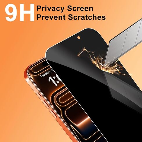 Magnetic for iPhone 17 Pro Max Case with Privacy Screen Protector & Full Camera Cover [Fit for MagSafe] [Non-Yellowing] Metal Glossy Soft Shockproof Clear Case for 17 ProMax Girl Women,Orange in Saudi Arabia