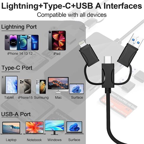 SD TF MS CF XD Card Reader with 3 USB Ports - 8 in 1 Multi Memory Card Reader Working Simultaneously Memory Stick pro Duo Adapter Supports Micro SD/SDHC/XD Picture Cards for iPhone 17/16/15/14/13 in Saudi Arabia