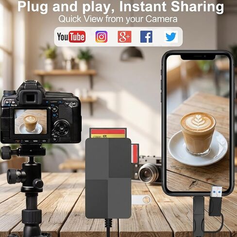 SD TF MS CF XD Card Reader with 3 USB Ports - 8 in 1 Multi Memory Card Reader Working Simultaneously Memory Stick pro Duo Adapter Supports Micro SD/SDHC/XD Picture Cards for iPhone 17/16/15/14/13 in Saudi Arabia