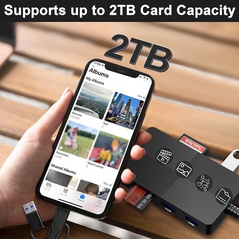 SD TF MS CF XD Card Reader with 3 USB Ports - 8 in 1 Multi Memory Card Reader Working Simultaneously Memory Stick pro Duo Adapter Supports Micro SD/SDHC/XD Picture Cards for iPhone 17/16/15/14/13 in Saudi Arabia
