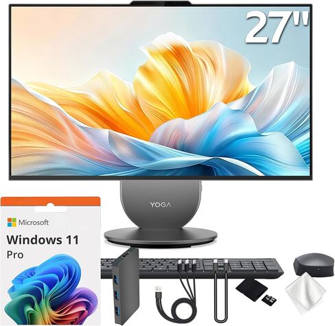 Lenovo Yoga All-in-One Desktop AI PC, 27" QHD IPS+120Hz Display, Intel Ultra 7 255H, 16GB LPDDR5X, 2TB Storage(1TB SSD&1TB Docking Station), Intel Arc GPU, Wireless Charging, Wi-Fi 7, Win 11 Pro, Gray in Saudi Arabia