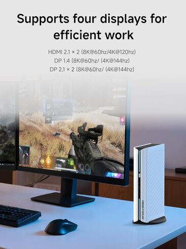 MINISFORUM Mini PC G1 Pro AMD Ryzen 9 8945HX 32GB DDR5 1TB SSD Gaming Computer, 2X HDMI + 2X DP2.1 + DP1.4 Output, 5G LAN, WiFi7, BT5.4, 3X USB Port, PCIe4.0x16 Slot Inside RTX 5060 Desktop Computer in Saudi Arabia