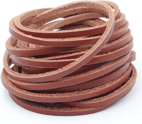 Toprank Leather Flat Flat Full Grain Colling Leature Leather Cord و Strip للأساور والقلائد وحرف المجوهرات المزيفة والمزينة (طبيعية ، 3 مم-5 يارد) in Kuwait