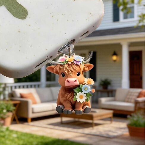 Adorable Highland Cow Dust Plug Acrylic Charms for electronic products,Type-C Charging Port Dust Plugs Pendant Compatible with E-Reader Phone Tablet, Gift for Christmas, Birthday, Anniversary Day in Saudi Arabia