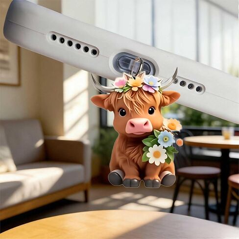 Adorable Highland Cow Dust Plug Acrylic Charms for electronic products,Type-C Charging Port Dust Plugs Pendant Compatible with E-Reader Phone Tablet, Gift for Christmas, Birthday, Anniversary Day in Saudi Arabia
