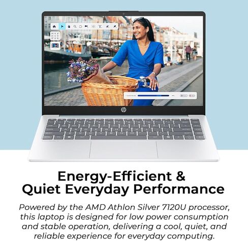 HP 14" Laptop with Copilot AI • AMD High Performance Processor • 4GB RAM • 128GB SSD • Windows 11 • Microsoft 365 + 1TB Cloud Storage • Thin & Portable for Work & Daily Use • 2026 Edition in Saudi Arabia