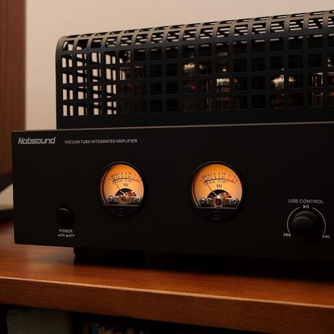 Nobsound Tube Power Bluetooth Amplifier: HiFi Valve with Dual VU Meters USB U-Disk Playback RCA in for Bookshelf Speakers | 6P1 6N1 EI Transformer | Home Audio (DA7) in Saudi Arabia