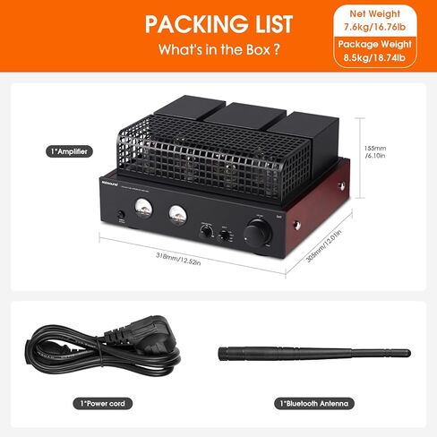 Nobsound Tube Power Bluetooth Amplifier: HiFi Valve with Dual VU Meters USB U-Disk Playback RCA in for Bookshelf Speakers | 6P1 6N1 EI Transformer | Home Audio (DA7) in Saudi Arabia