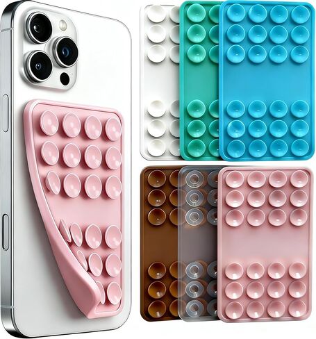 6PCS Silicone Suction Phone Case Mount, Non Slip Suction Cup, Hands-Free Phone Accessories Holder for Selfies and Tiktok Videos, Silicone Adhesive Stand Sticky for Cell Phone in Saudi Arabia