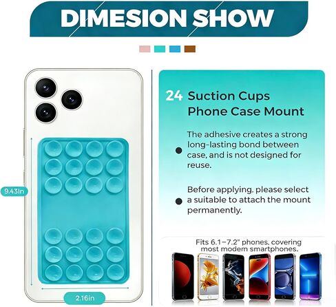 6PCS Silicone Suction Phone Case Mount, Non Slip Suction Cup, Hands-Free Phone Accessories Holder for Selfies and Tiktok Videos, Silicone Adhesive Stand Sticky for Cell Phone in Saudi Arabia