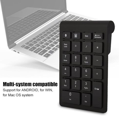 Sorandy Number Pad, Wireless Numeric Keypad, 22 Keys Bluetooth 5.0 with Ergonomic Design & Scissor Foot Key Cap for Android OS Laptop Desktop PC Notebook (Black) in Saudi Arabia