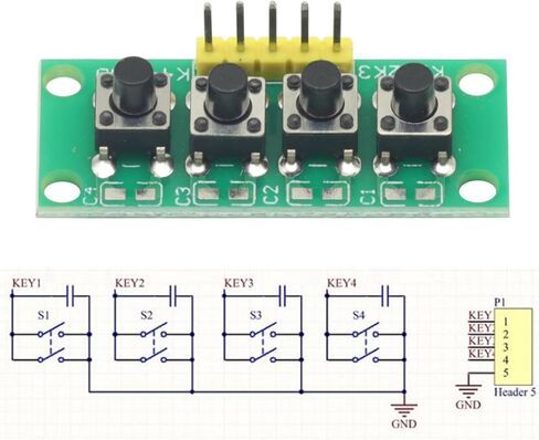 5PCS 5Pin 1x4 4 Keys Button Keypad Keyboard Breadboard Module for Arduino Project DIY in Saudi Arabia