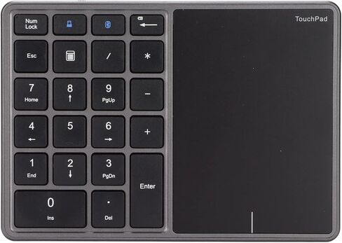 Portable 22 Keys Wireless Numeric Keypad Touchpad BT4.2 2.4G Type C Charging for iOS Students (Iron Gray) in Saudi Arabia