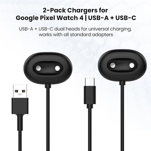 شاحن E ECSEM متوافق مع ساعة Google Pixel 4، سلك كابل شحن USB-A/C بديل لساعة Pixel Watch 4 مقاس 41 مم/45 مم (3.3 قدم/1 متر) in Saudi Arabia