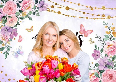 CHAIYA 7X5ft Happy Mother's Day Backdrop Mother's Day Background Mothers Day Banner Pink Flower Background Mother's Day Party Banner in Saudi Arabia