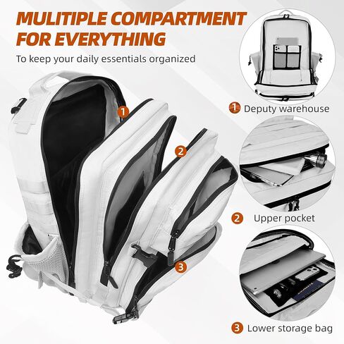 LUPU TACTICAL 45L Backpack for Men and Women 3 Days Assault Pack Outdoor Travel Hiking Camping Rucksack with Molle Webbing (White) in Saudi Arabia