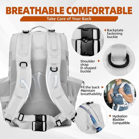 LUPU TACTICAL 45L Backpack for Men and Women 3 Days Assault Pack Outdoor Travel Hiking Camping Rucksack with Molle Webbing (White) in Saudi Arabia