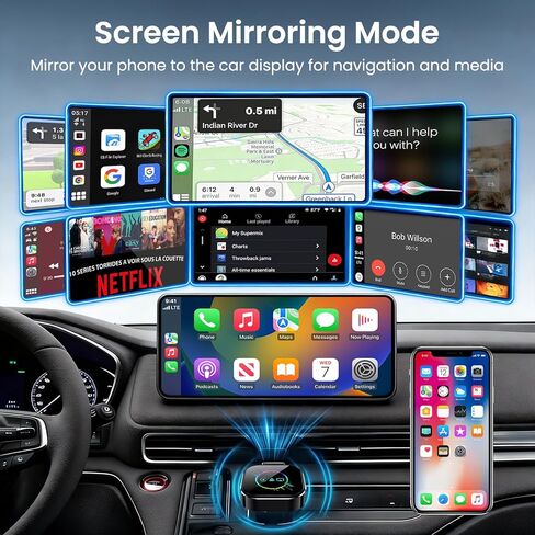 ELECROW Wireless CarPlay Adapter for iPhone＆Android - 3 in 1 Dual Band WiFi 2.4G/5G & Bluetooth 5.3 Airplay Mirror Link CarPlay Dongle with USB-A/Type-C Port, Plug & Play, OTA Update in Saudi Arabia