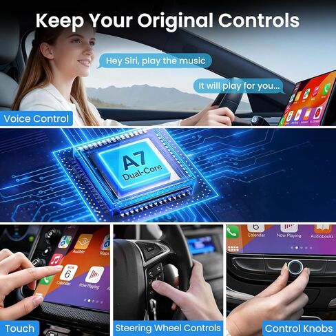 ELECROW Wireless CarPlay Adapter for iPhone＆Android - 3 in 1 Dual Band WiFi 2.4G/5G & Bluetooth 5.3 Airplay Mirror Link CarPlay Dongle with USB-A/Type-C Port, Plug & Play, OTA Update in Saudi Arabia