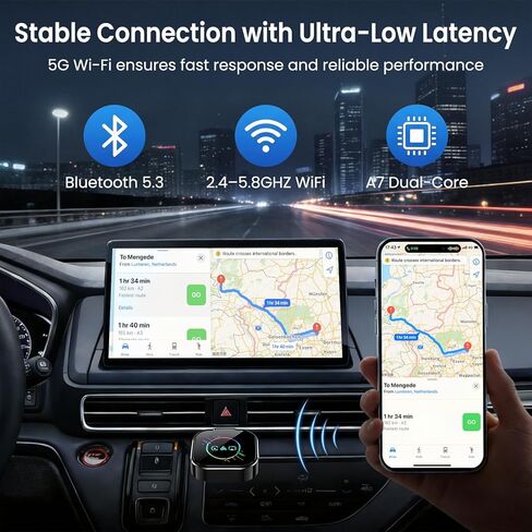 ELECROW Wireless CarPlay Adapter for iPhone＆Android - 3 in 1 Dual Band WiFi 2.4G/5G & Bluetooth 5.3 Airplay Mirror Link CarPlay Dongle with USB-A/Type-C Port, Plug & Play, OTA Update in Saudi Arabia