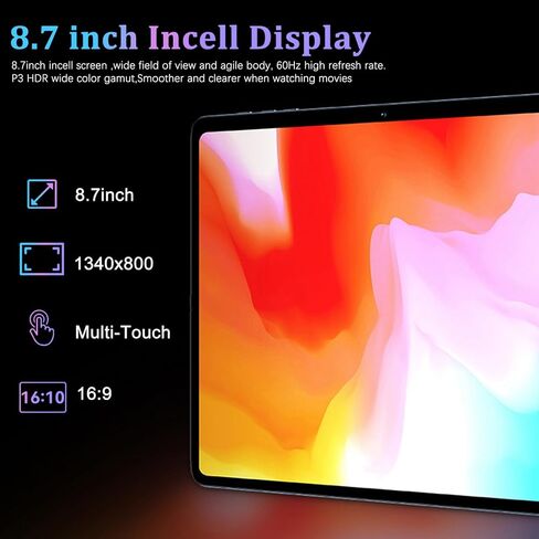 جهاز لوحي Crelander 8.7 بوصة Android 15، 16 جيجابايت + 128 جيجابايت Android مع HD IPS 1340 × 800، كاميرا 5 ميجابكسل + 13 ميجابكسل، بطارية 5000 مللي أمبير، بلوتوث/واي فاي، جهاز لوحي Android صغير مع حافظة (إصدار مطور) in Kuwait