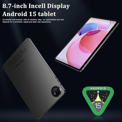 جهاز لوحي Crelander 8.7 بوصة Android 15، 16 جيجابايت + 128 جيجابايت Android مع HD IPS 1340 × 800، كاميرا 5 ميجابكسل + 13 ميجابكسل، بطارية 5000 مللي أمبير، بلوتوث/واي فاي، جهاز لوحي Android صغير مع حافظة (إصدار مطور) in Kuwait