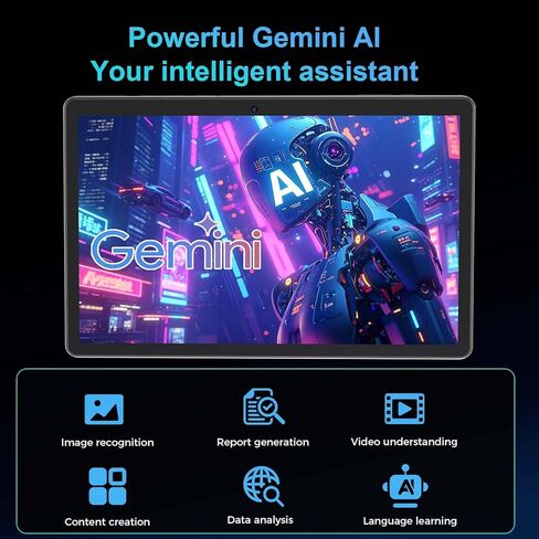 جهاز لوحي Android مع لوحة مفاتيح، 2026 Android 15 Tablet 10 بوصة، 26 جيجابايت + 256 جيجابايت + 2 تيرابايت توسيع، كمبيوتر لوحي إلكتروني مع Gemini، 8-Core، 8000 مللي أمبير، 5G WiFi، GMS، 2 في 1 جهاز لوحي مع حافظة/ماوس/قلم (حافظة فضية) in Kuwait