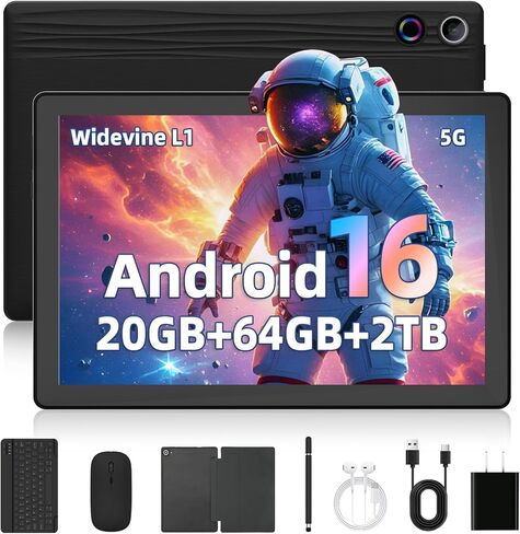 تابلت Gleeso، أحدث جهاز لوحي Android 16 مقاس 10 بوصة، 20 جيجابايت + 64 جيجابايت + 2 تيرابايت TF، بطارية 6000 مللي أمبير في الساعة، كاميرا مزدوجة، Widevine L1، معرف الوجه، WiFi 6، BT 5.4، أجهزة لوحية 2 في 1 مع حافظة واقية لقلم لوحة المفاتيح والماوس in Kuwait