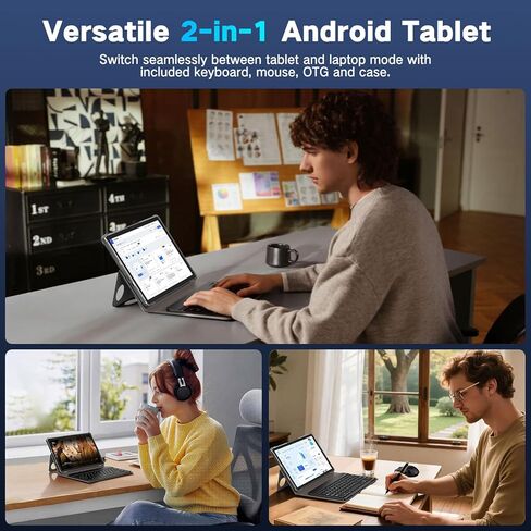 تابلت JUNYANG، 11 بوصة Android 15 مع لوحة مفاتيح/حافظة/ماوس، 12 جيجابايت + 128 جيجابايت + 2 تيرابايت قابلة للتوسيع، أجهزة لوحية ثماني النواة بتقنية الذكاء الاصطناعي مع واي فاي 6، بطارية 8000 مللي أمبير في الساعة، شاشة لمس كبيرة عالية الدقة، جهاز لوحي 2 في in Kuwait