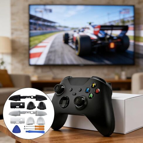 2 Pack Bumpers Replacement, DaKuan Compatible with Xbox Series X/S Controllers, Black and White LB RB Button Repair Kit with 2 Joystick Thumbsticks, T6 T8H Screwdrivers and Prying Tools in Saudi Arabia